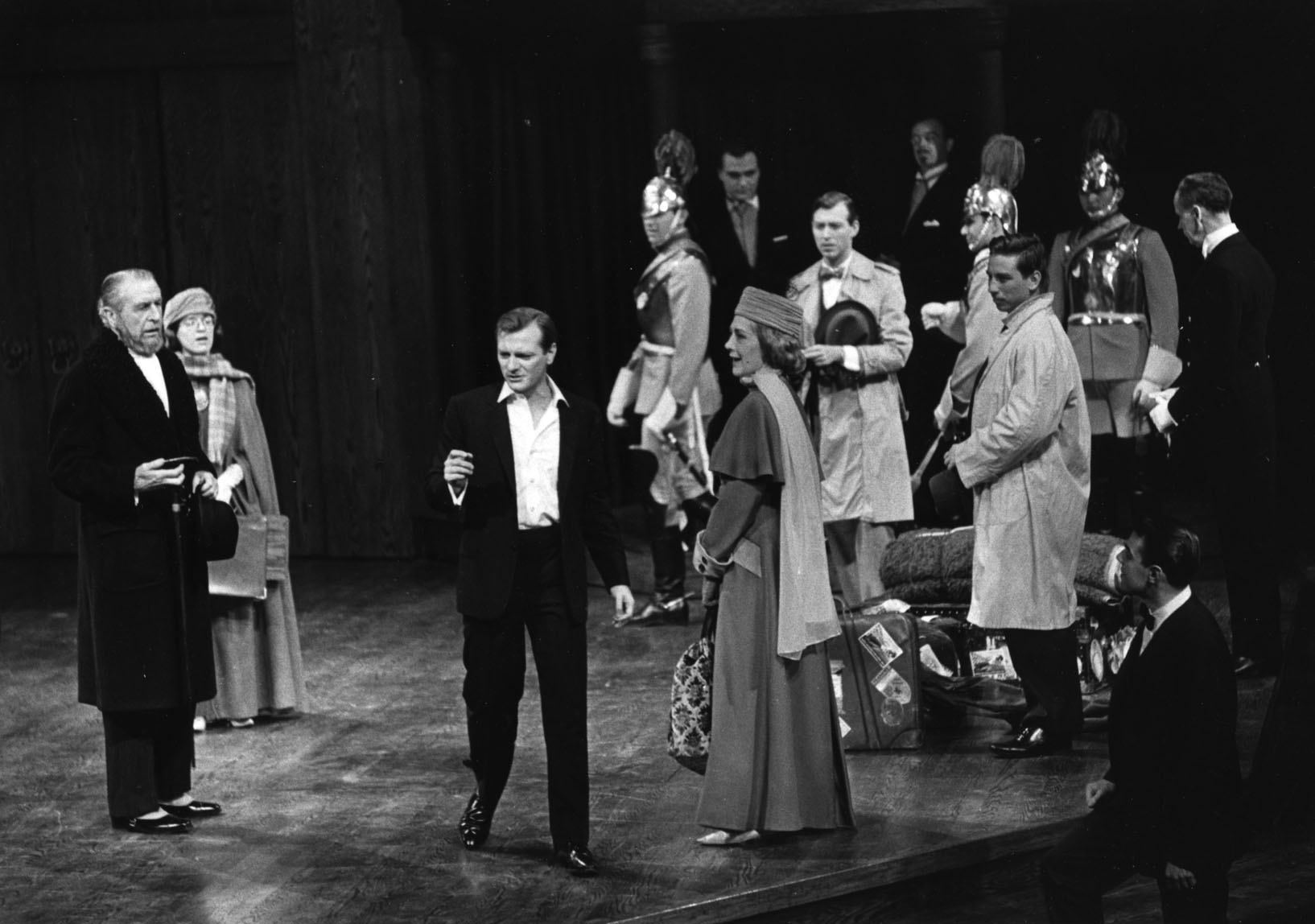 George Grizzard and the Minnesota Theater Company in the modern dress production of Hamlet that opened the Tyrone Guthrie Theater in 1963.
