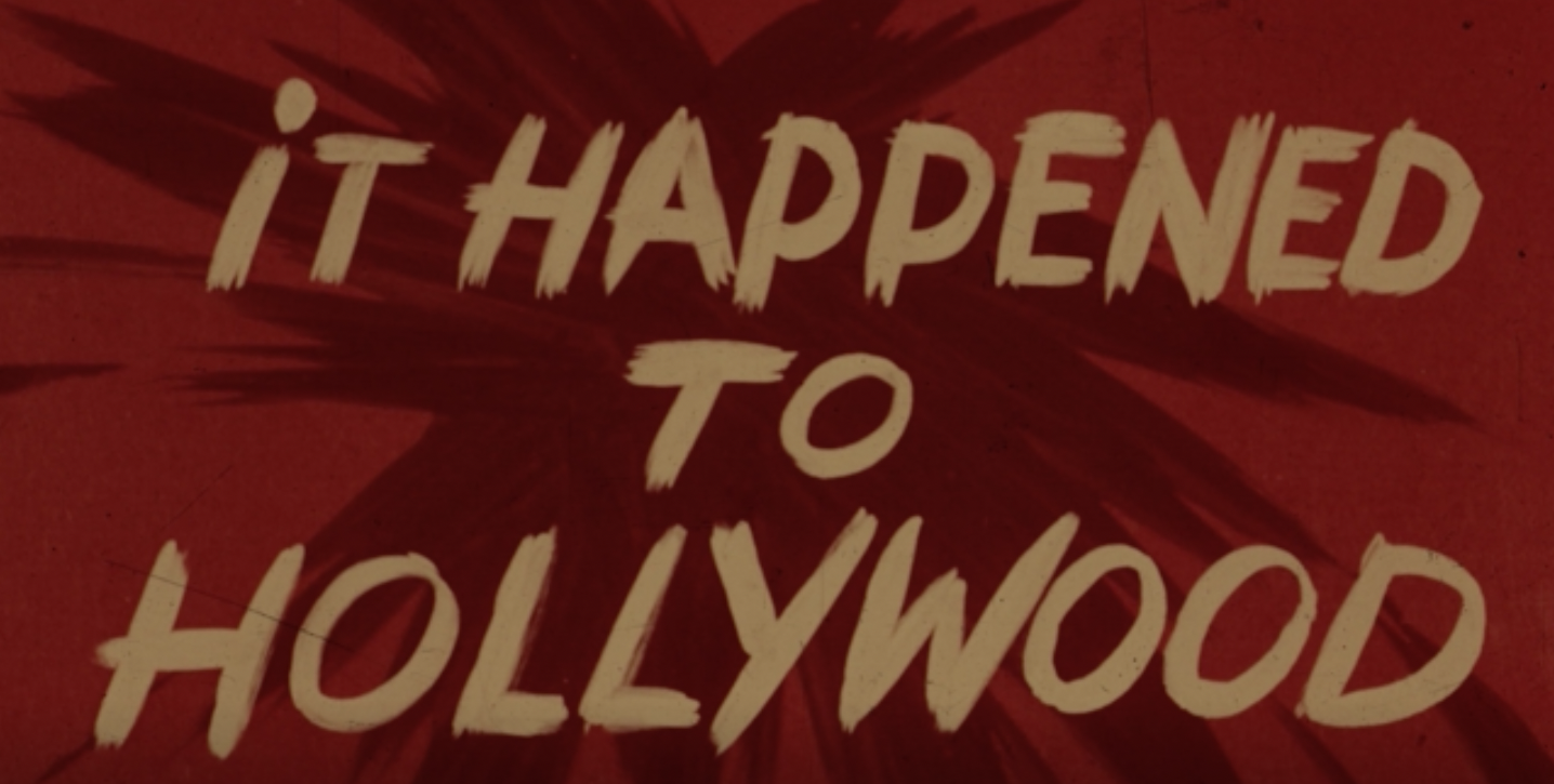 Title card from the filmstrip "It Happened to Hollywood"