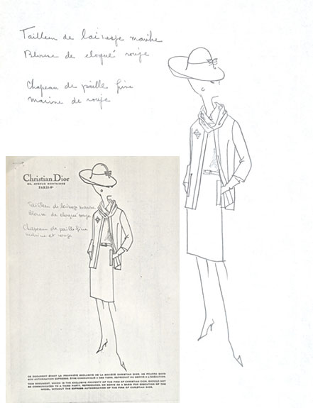Costume sketch created in collaboration with Dior, for the film A New Kind of Love.