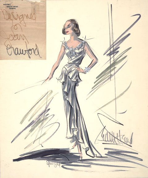 Gown design for Joan Crawford for 1965 Academy Awards.