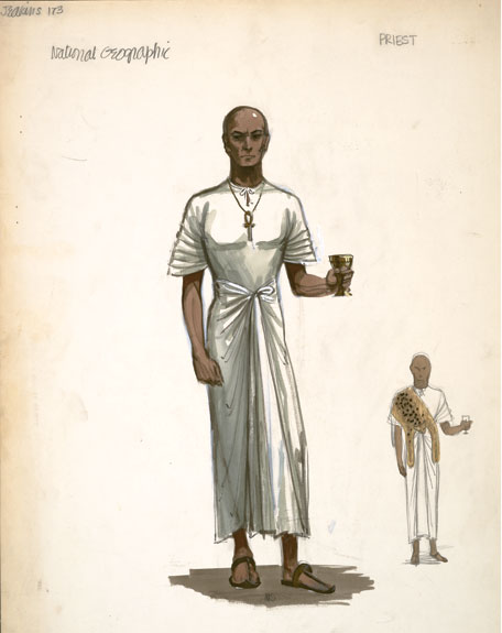 Sketch of priest costume for The Ten Commandments film.