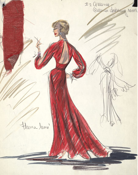 A sketch for Lange's costume in A Pocket Full of Miracles