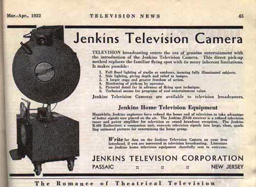 A magazine advertisement for Jenkin’s mechanical television apparatus