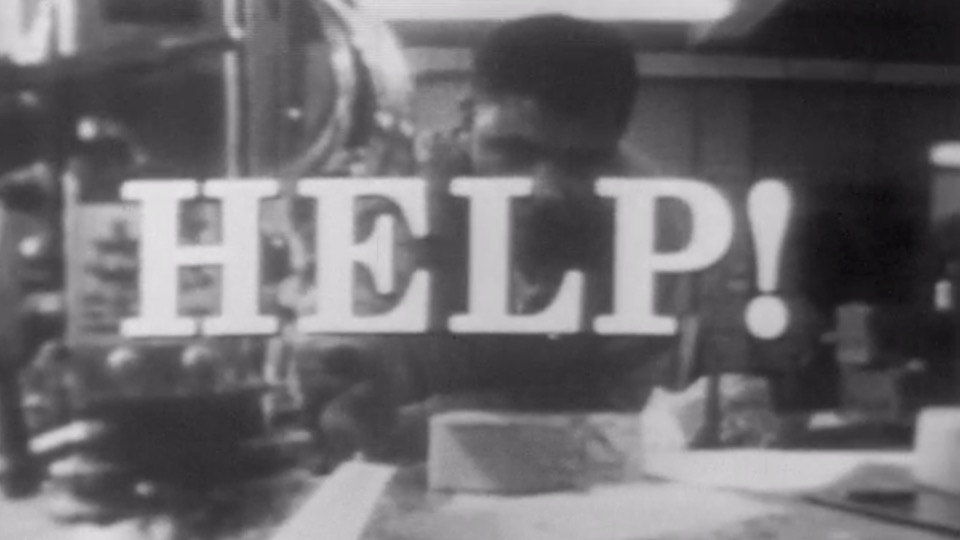 The title "HELP!" overlaying an Afram employee at work