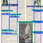 Scanned page with several colored boxes identifying various page components