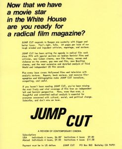 Flyer advertising the film magazine Jump Cut.