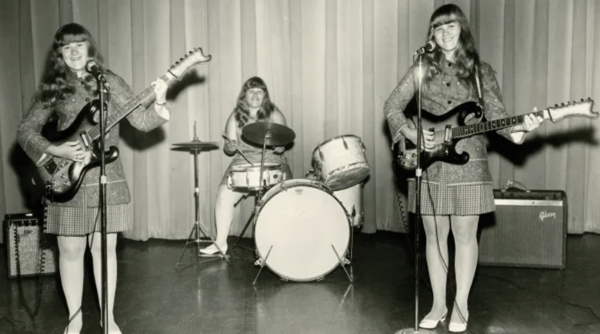 Three women playing in a band.