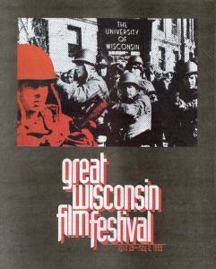 The cover of the 1999 Wisconsin Film Festival program, with an image of soldiers at the University of Wisconsin above the "Great Wisconsin Film Festival" logo.